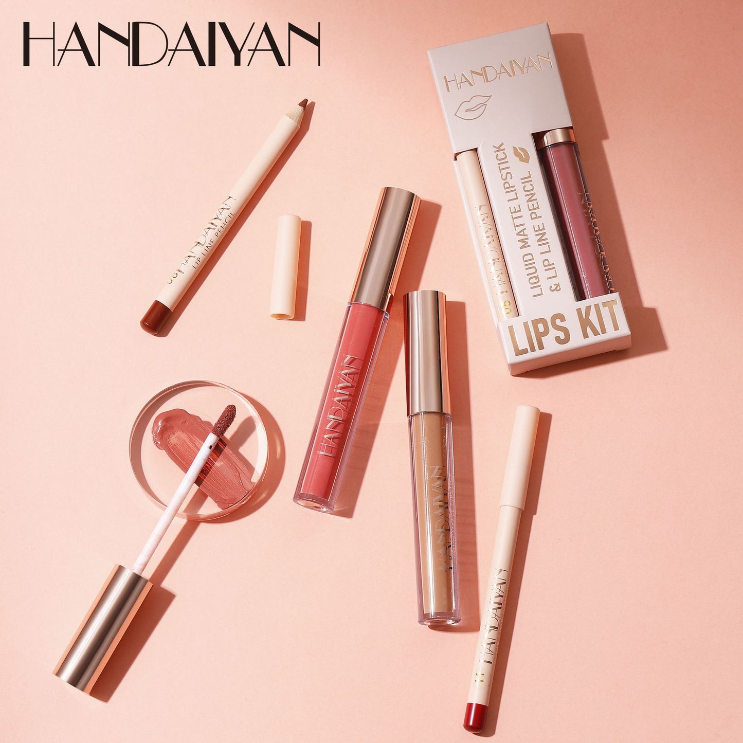 HANDAIYANN-Non stick cup lipliner combination suit matte lipstick velvet lipliner