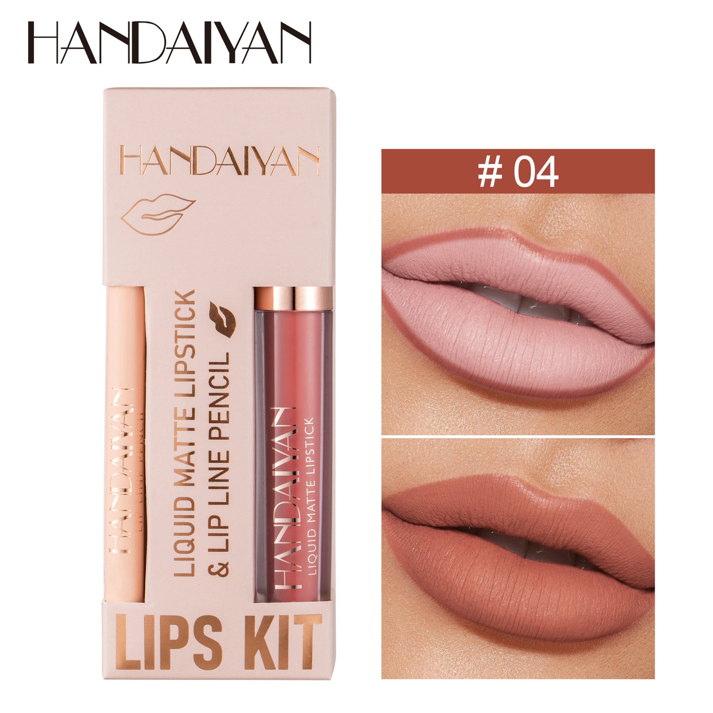 HANDAIYANN-Non stick cup lipliner combination suit matte lipstick velvet lipliner