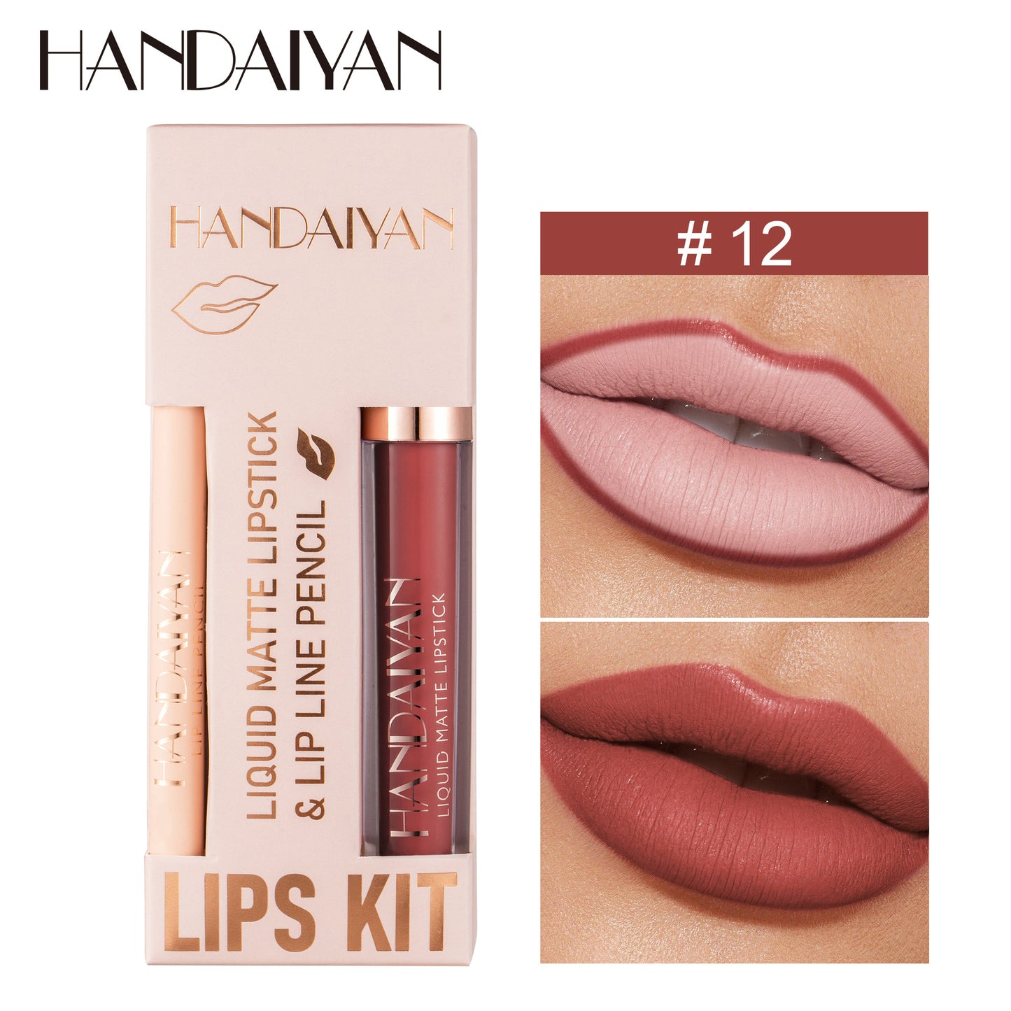 HANDAIYANN-Non stick cup lipliner combination suit matte lipstick velvet lipliner