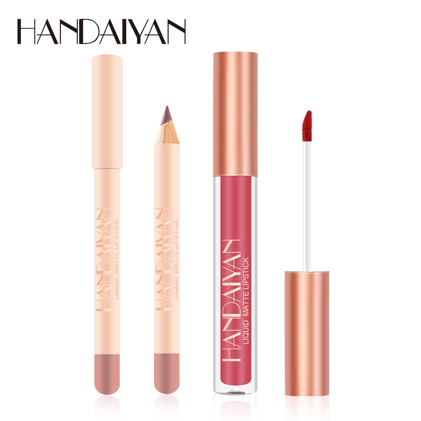 HANDAIYANN-Non stick cup lipliner combination suit matte lipstick velvet lipliner