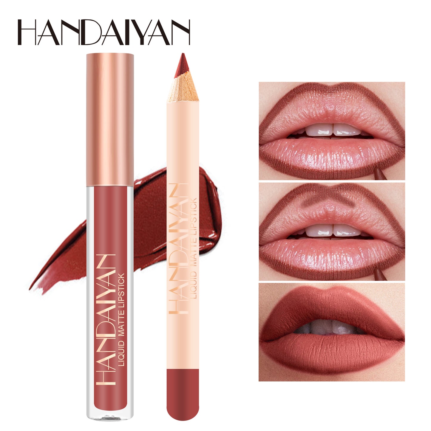HANDAIYANN-Non stick cup lipliner combination suit matte lipstick velvet lipliner