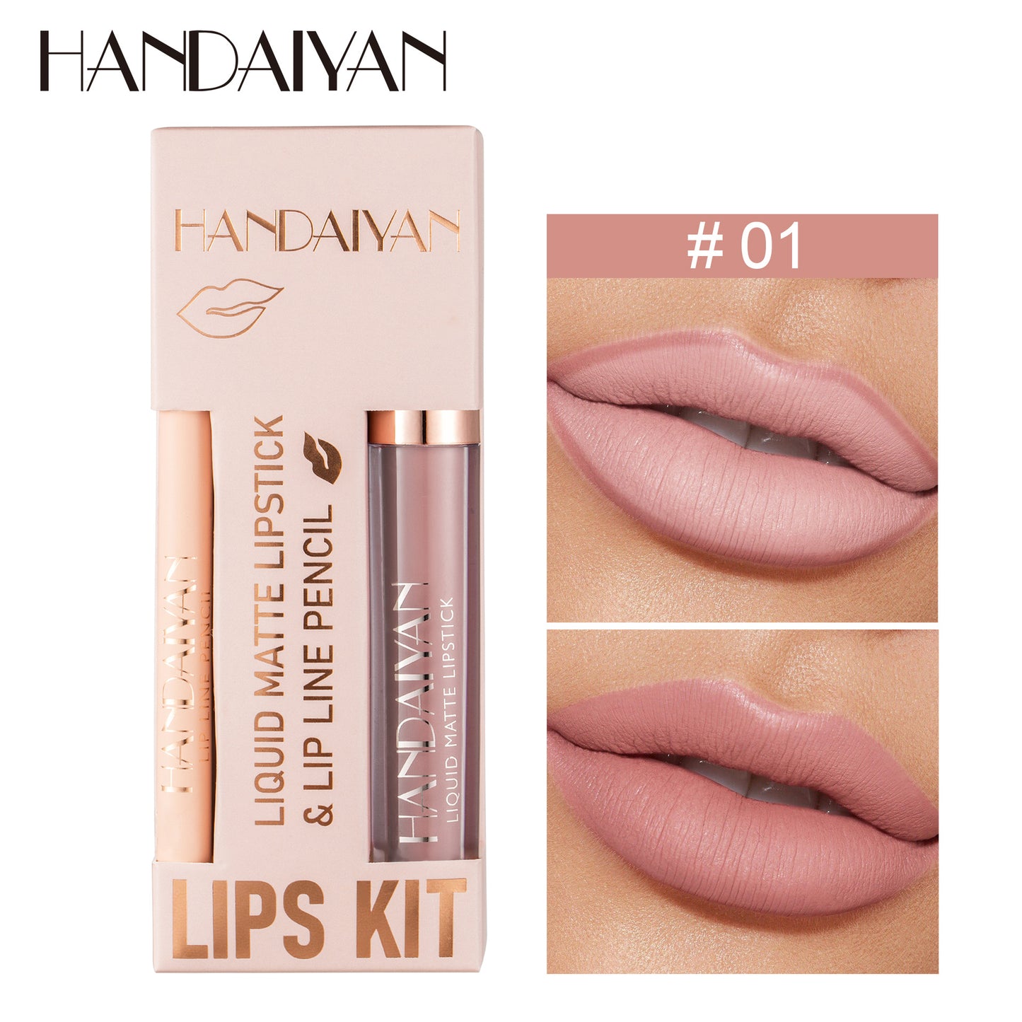 HANDAIYANN-Non stick cup lipliner combination suit matte lipstick velvet lipliner